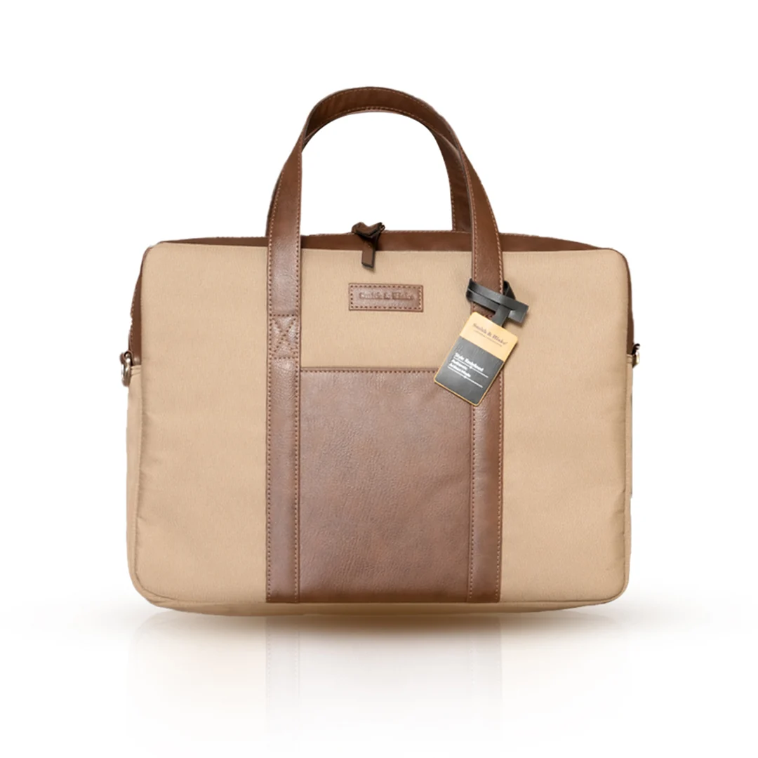 Smith & Blake NAPLES Laptop Bag Beige and Brown