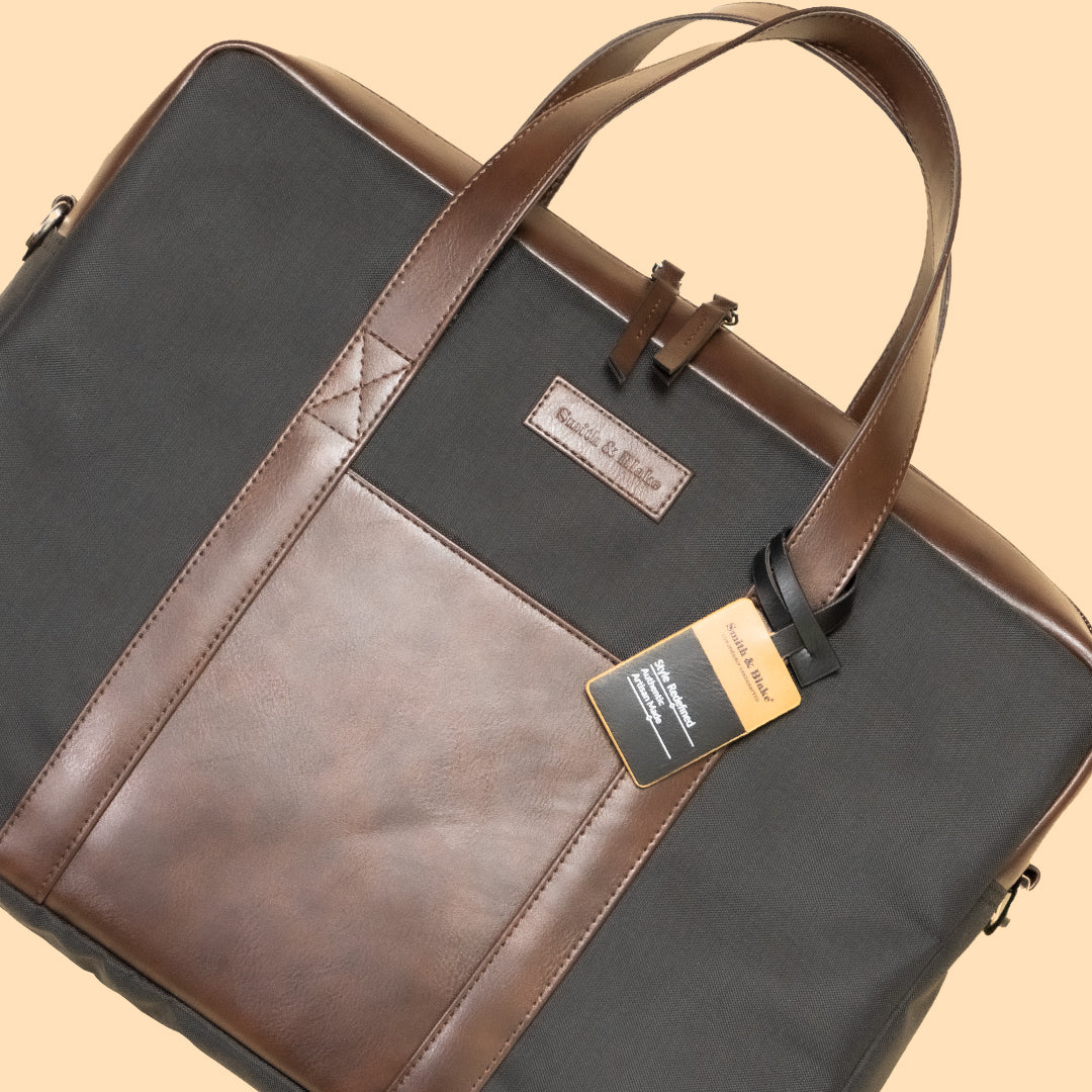 Smith & Blake NAPLES Laptop Bag Black and Brown