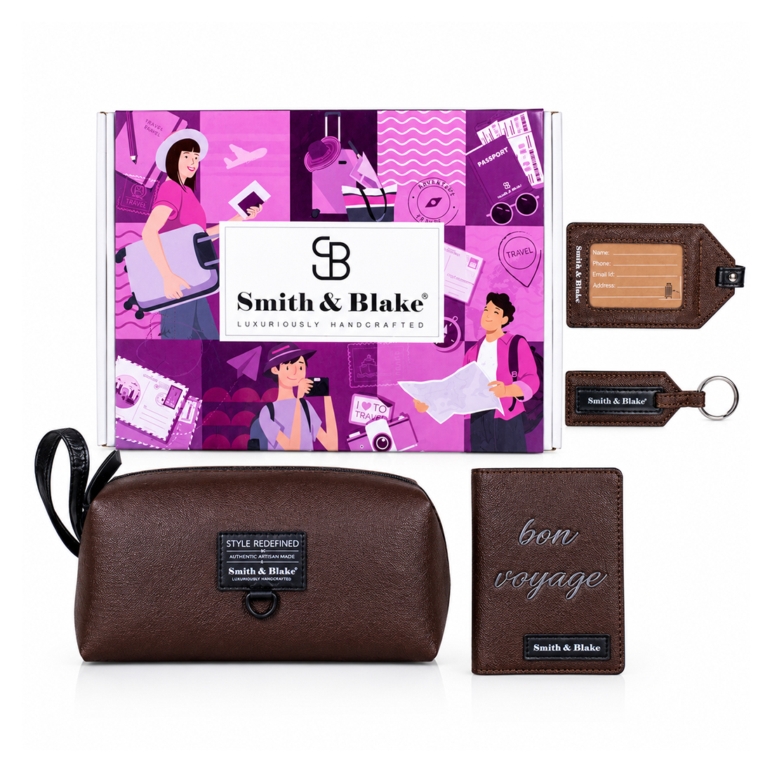 Smith & Blake HAPPY TRAVELS GIFT SET Brown