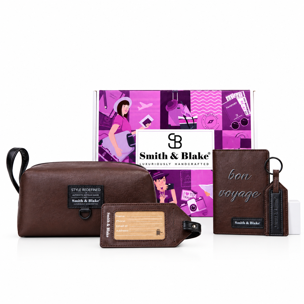 Smith & Blake HAPPY TRAVELS GIFT SET Brown